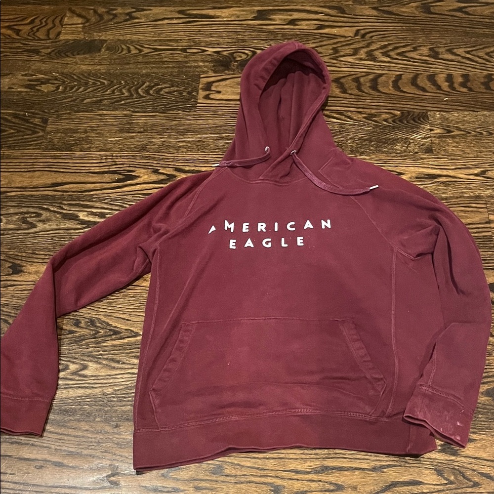 American Eagle Outfitters Men's Maroon Hoodie - Size Mens medium